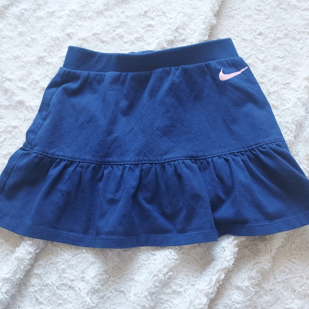Nike Kids Size 5 Skort Deep Blue Pink Logo Sporty Athletic Spring Summer Tennis